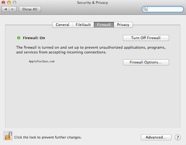 Hạn chế tường lửa của Mac