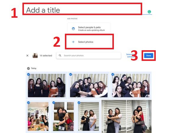 Thêm tiêu đề Google Photos