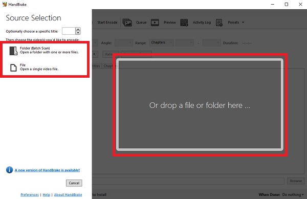 Add And Drop Your Files Handbrake