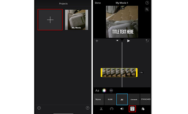 Tilføj undertekster i iMovie iPhone