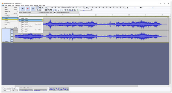 Audacity Tukar MP4 Kepada WAV