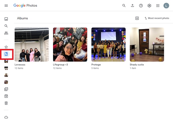 Klik op het album Google Foto's