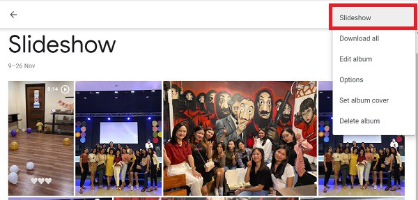 สร้างสไลด์โชว์บน Google Photos