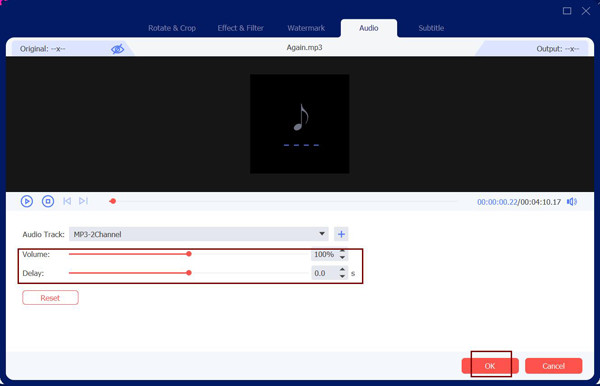 Aumente el volumen de MP3 y ajuste el retraso