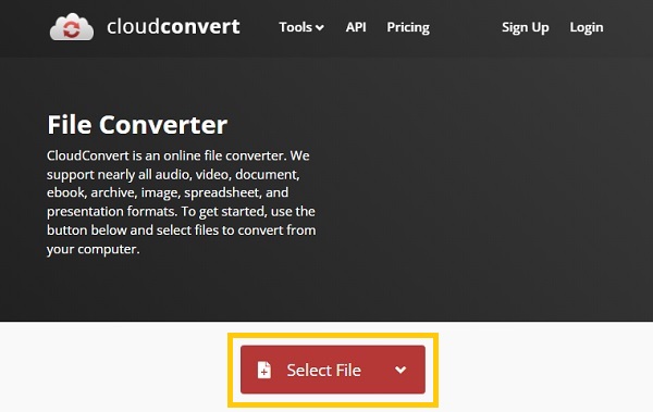 เลือกไฟล์ Cloudconvert