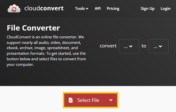 Chọn File Cloudconverts