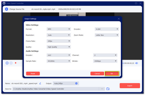 Adjust Output Settings