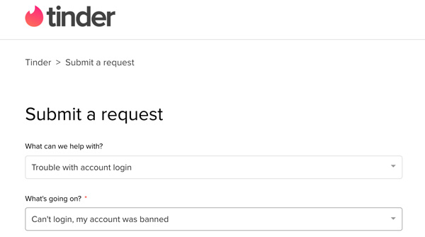 Обжаловать бан Tinder