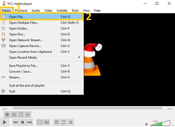 VLC Media Åbn fil