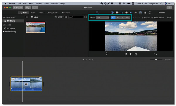 iMovie Mac تسريع مقاطع الفيديو البطيئة