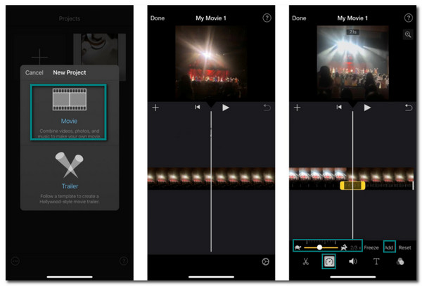 Accelera Rallenta Video iMovie iPhone