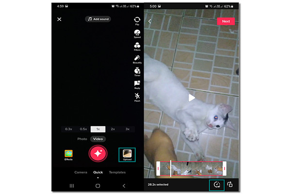 TikTok Trimmer acelera el video de desaceleración