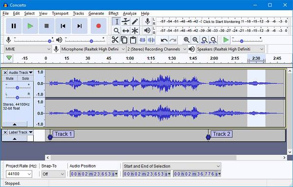 Carpintero de audio Audacity