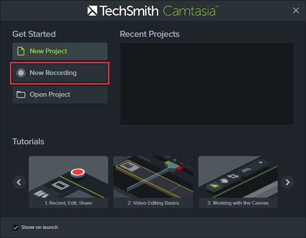 Camtasia קליפ במחשב