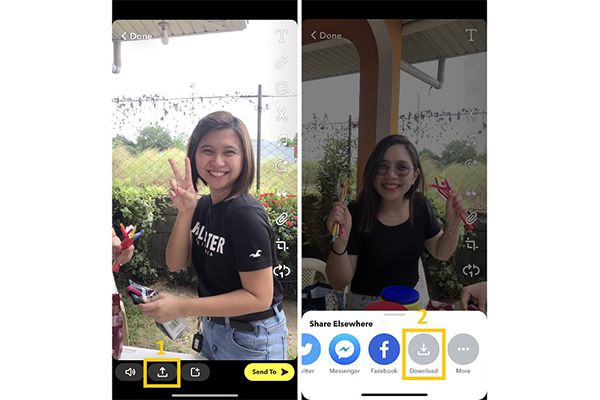 ปุ่มอัพโหลด Snapchat