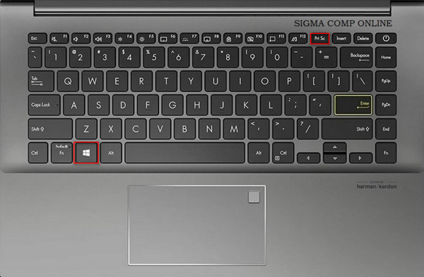 Снимок экрана с Windows Print Screen на Asus