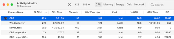 OBS in Activity Monitor