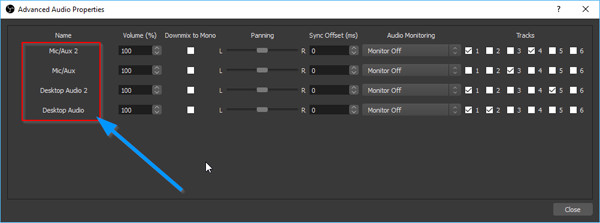 OBS Properties Change Audio Settings