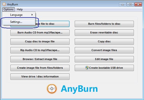 AnyBurn program, mint az IMGburn