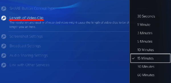 Adjust Recording Settings PS4