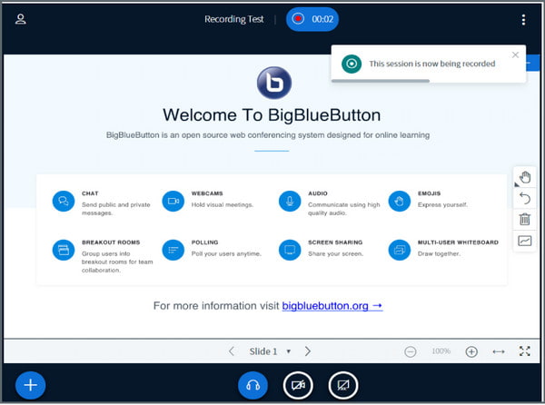 Pictograma roșie de notificare BigBlueButton