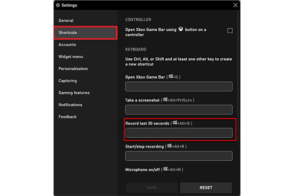 Game Bar Shortcuts Tab Record Last 30 Seconds