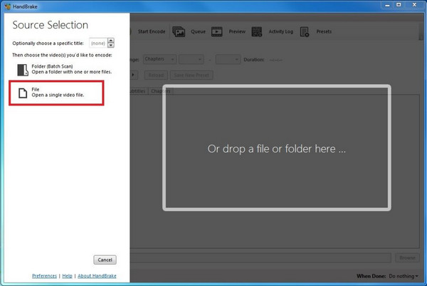 Handbrake Drag and Drop Files