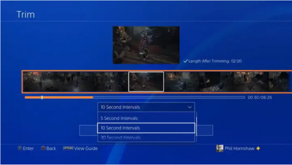 Intervallo di taglio di 10 secondi per PS4