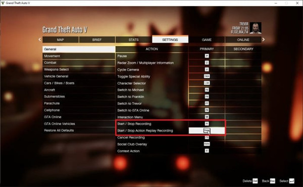 Recording key GTA 5 PC