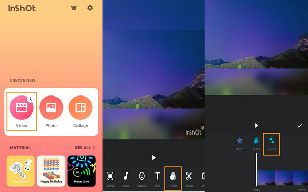 App Inshot Come illuminare un video