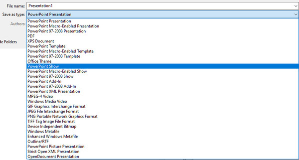 PowerPoint Save as Type Record PowerPoint as Video