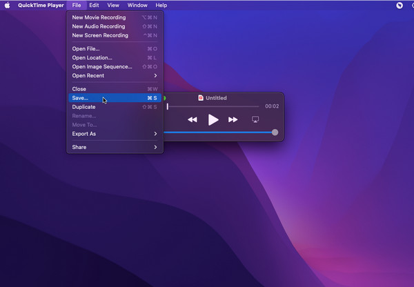 Quicktime Save Audio הקלט MP3 ב-Mac
