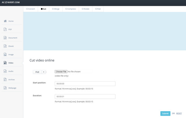 AConvert Video Cutter Online