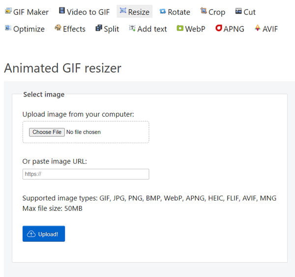 EZGIF Recortar GIF en línea