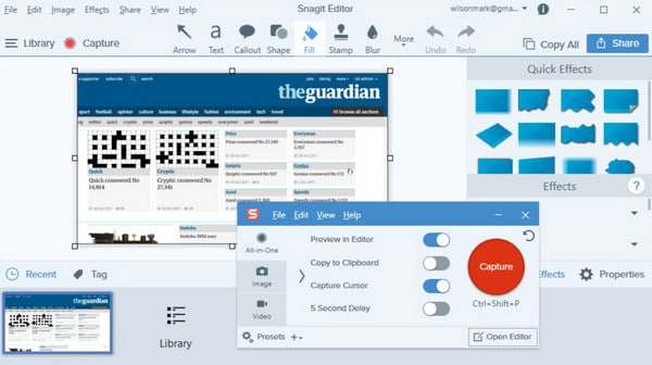 أداة القص Snagit