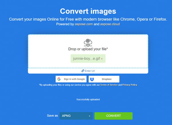 ASpose Soltar archivos Guardar como Convertir GIF a APNG