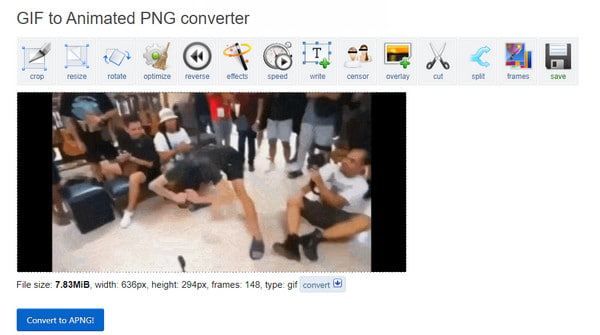 Recursos de edição EZGIF Converter GIF para APNG