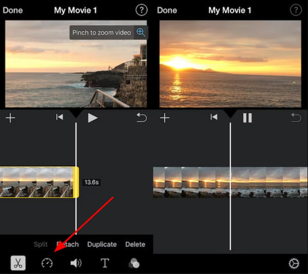 iMovie Video Timeline Speedometer วิธีทำให้วิดีโอช้าลงบน iPhone