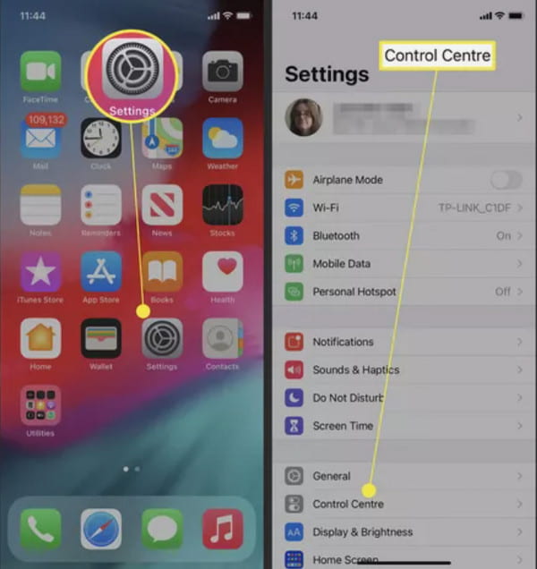 Impostazioni iOS Centro di controllo Registra un webinar