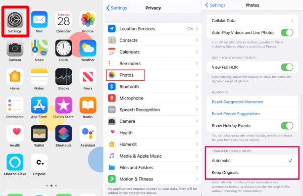 Transferir imágenes HEIC en formato compatible en iPhone