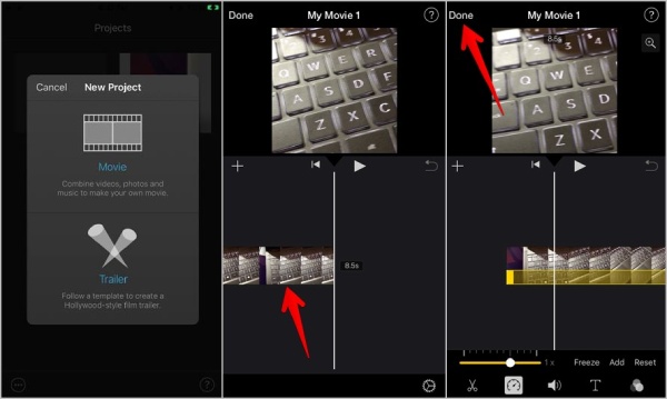 iMovie วิธีเปลี่ยนความเร็ววิดีโอ iPhone