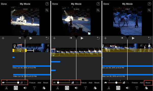 Zakres osi czasu wideo Imovie Speed 