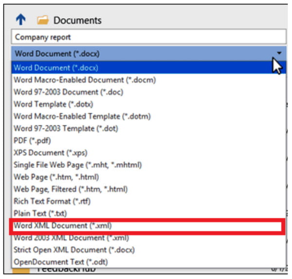 XML Enregistrer sous