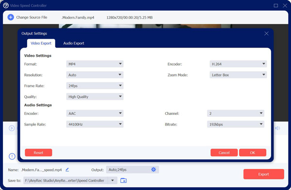 Change Output Settings