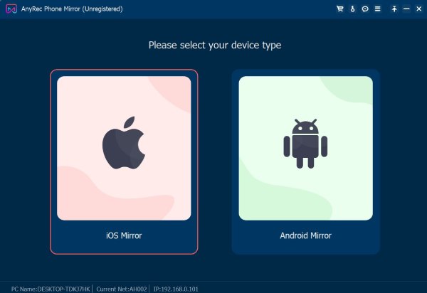 Chọn iOS Mirror để kết nối