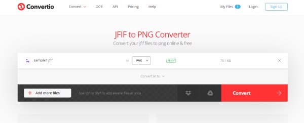 Convertio JFIF 转 PNG 转换器