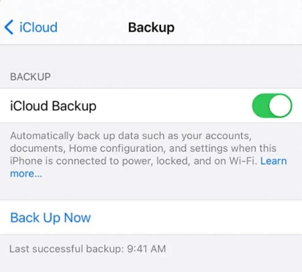 iCloud Back up