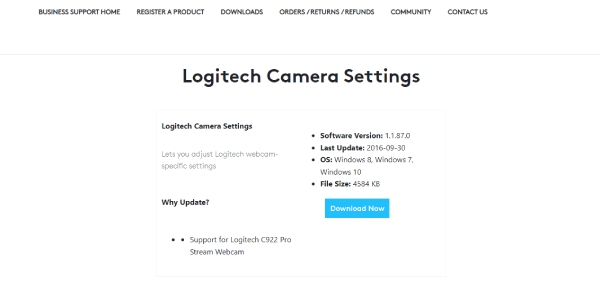 Cài đặt máy ảnh Logitech Tải xuống ứng dụng