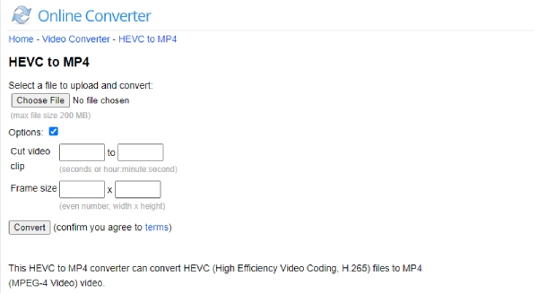 ตัวแปลงออนไลน์ HEVC เป็น MP4 