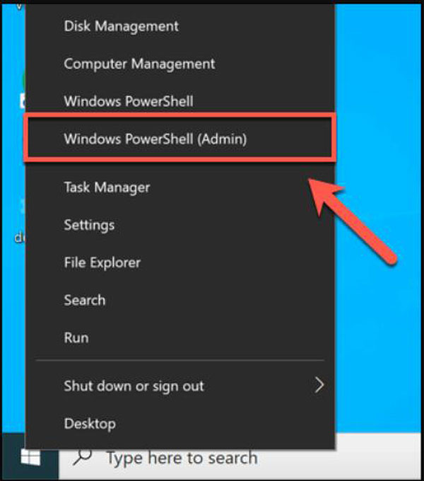 Apri l'amministratore di Windows Powershell